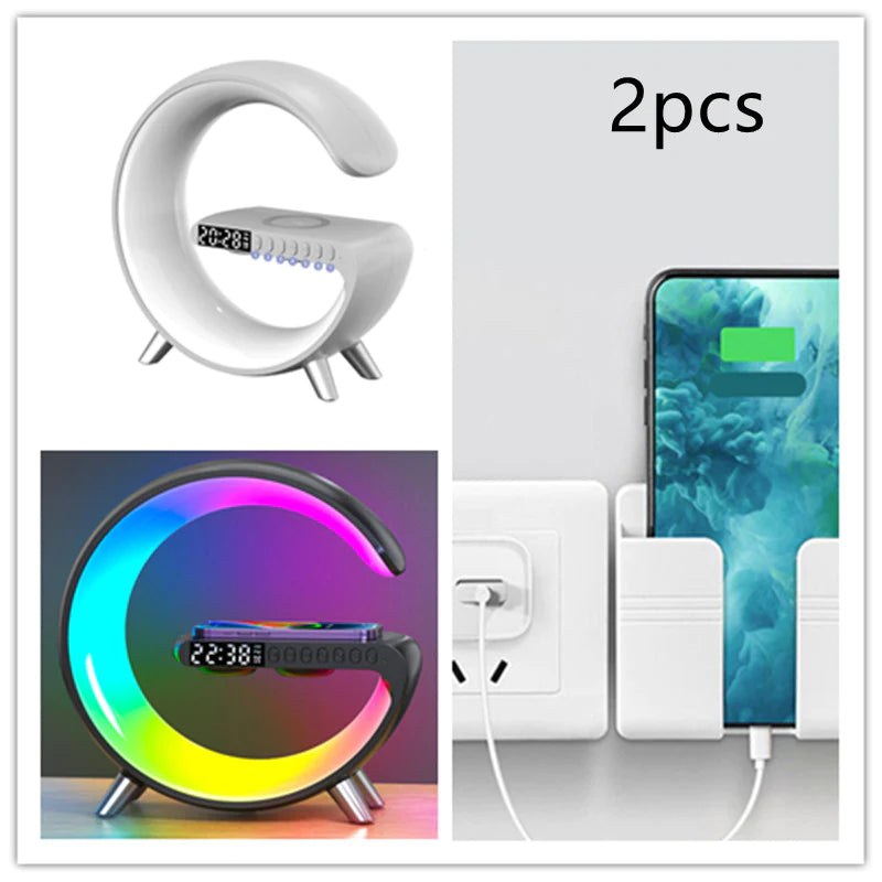 2023 New Intelligent G Shaped LED Lamp Bluetooth Speake Wireless Charger Atmosphere Lamp App Control for Bedroom Home Decor