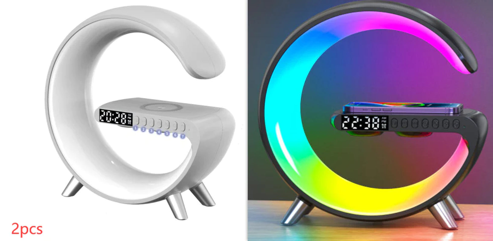 2023 New Intelligent G Shaped LED Lamp Bluetooth Speake Wireless Charger Atmosphere Lamp App Control for Bedroom Home Decor