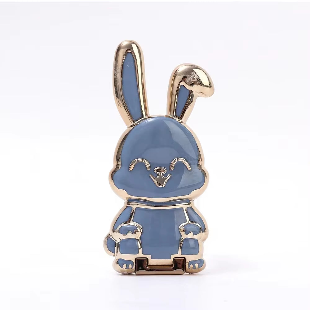 Finger Ring Phone Holder - Ultra-Thin Cartoon Rabbit Desktop Stand with Foldable Buckle and Adhesive Pull Rod Support Frame