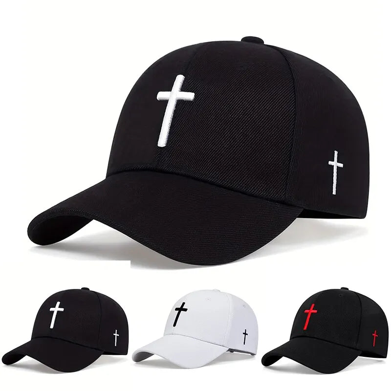 Unisex Cross Embroidery Snapback Baseball Caps Spring and Autumn Outdoor Adjustable Casual Hats Sunscreen Hat