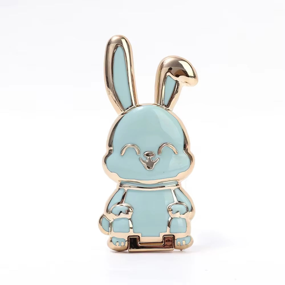 Finger Ring Phone Holder - Ultra-Thin Cartoon Rabbit Desktop Stand with Foldable Buckle and Adhesive Pull Rod Support Frame