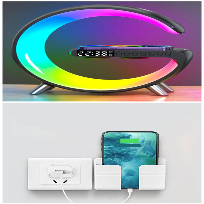 2023 New Intelligent G Shaped LED Lamp Bluetooth Speake Wireless Charger Atmosphere Lamp App Control for Bedroom Home Decor