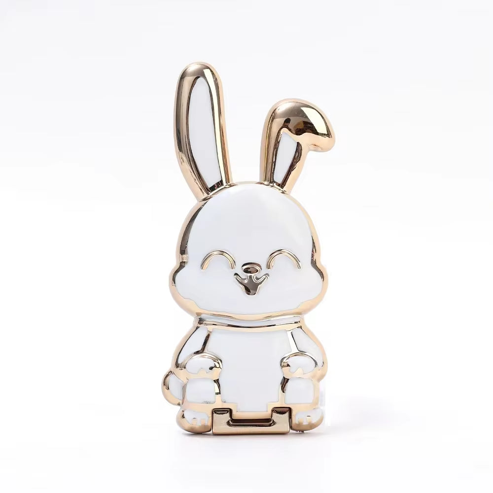 Finger Ring Phone Holder - Ultra-Thin Cartoon Rabbit Desktop Stand with Foldable Buckle and Adhesive Pull Rod Support Frame