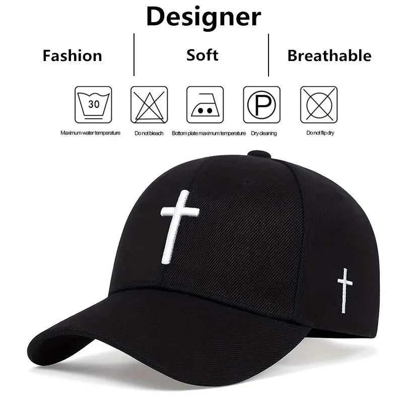 Unisex Cross Embroidery Snapback Baseball Caps Spring and Autumn Outdoor Adjustable Casual Hats Sunscreen Hat