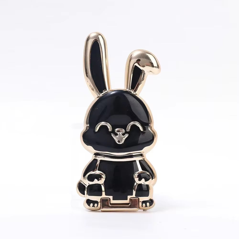 Finger Ring Phone Holder - Ultra-Thin Cartoon Rabbit Desktop Stand with Foldable Buckle and Adhesive Pull Rod Support Frame